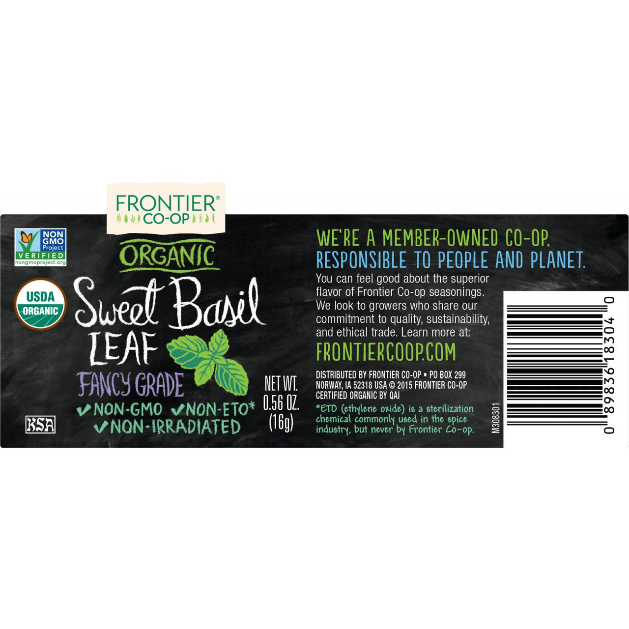 Frontier Herb Sweet C/S Basil Leaf Organic (1x.56 Oz)-1
