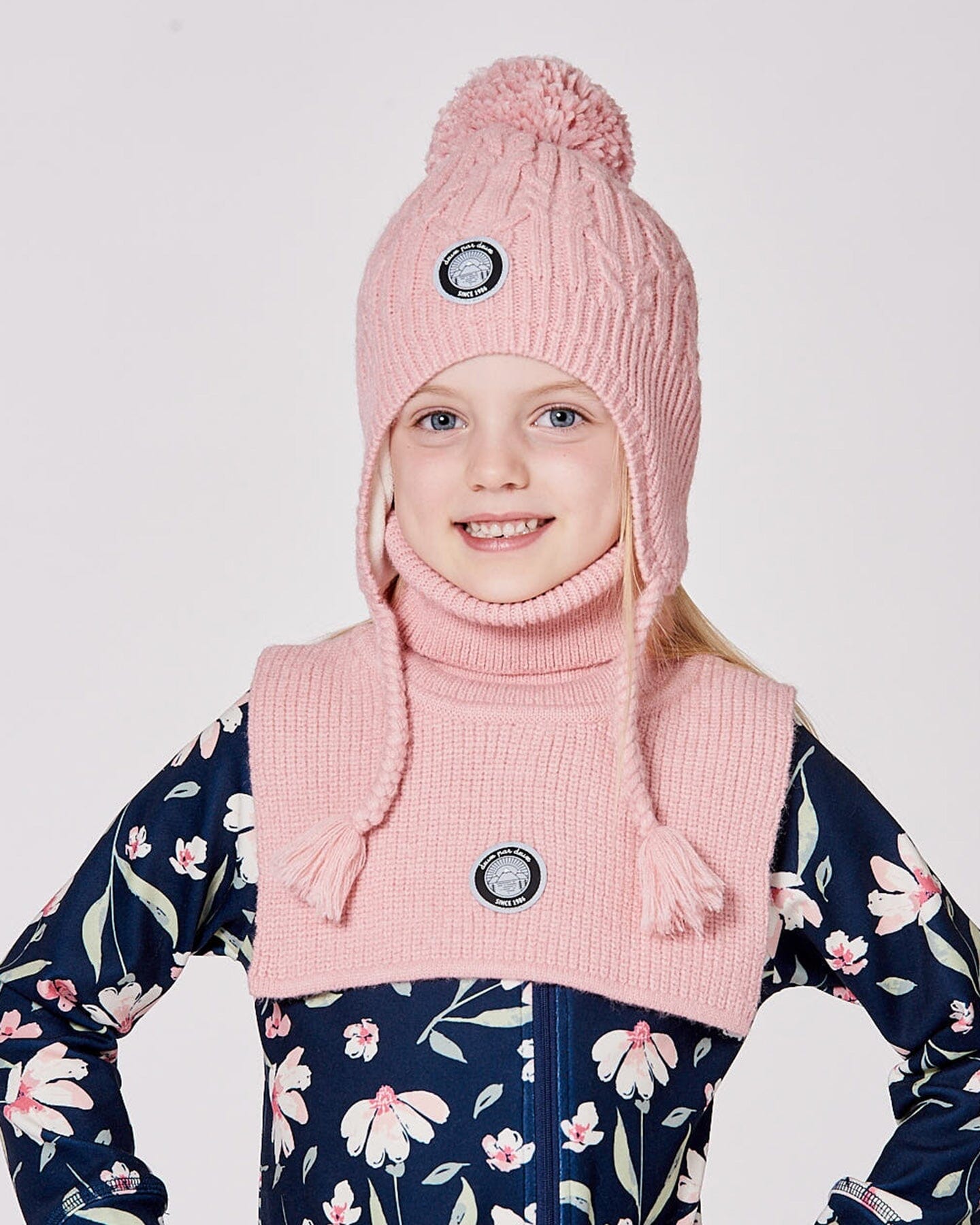 Lined Winter Hat With Pompom Dusty Pink-2