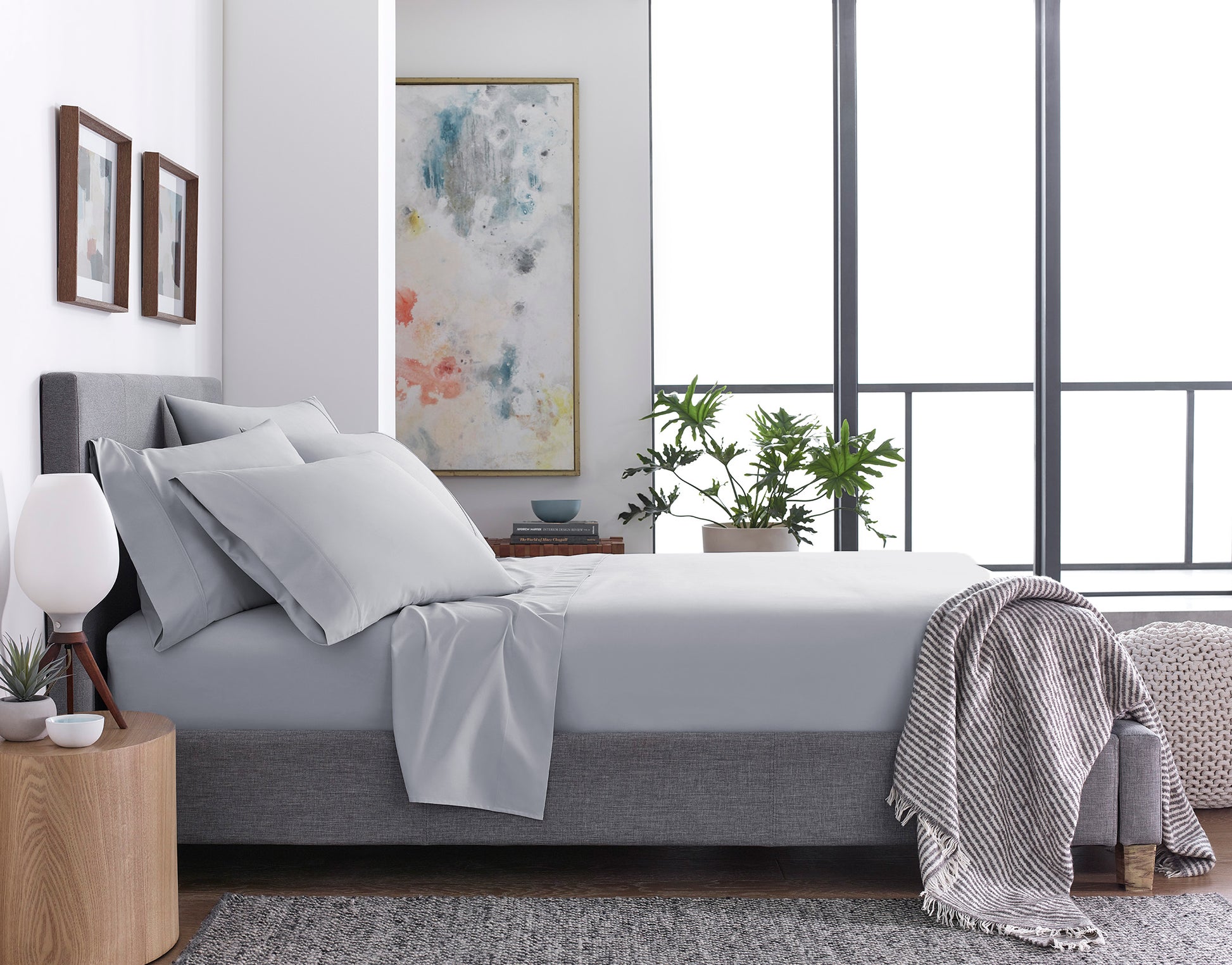 Six Piece Silver Microfiber Queen Sheet Set-6